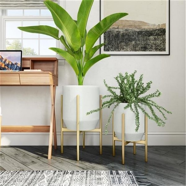 Aspire Home Accents Aspire Home Accents 7142 Nori Mid Century Modern Planters; Gold - Set of 2 7142